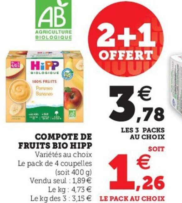 Promo Compote de Fruits Bio Hipp chez Hyper U