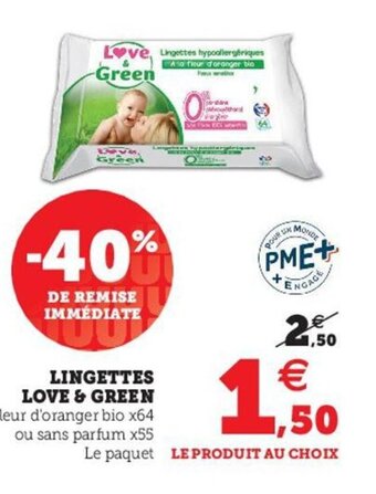 Hyper U Love & Green Lingettes offre