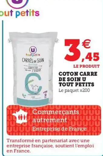 Hyper U Coton Carre de Soin U Tout Petits offre