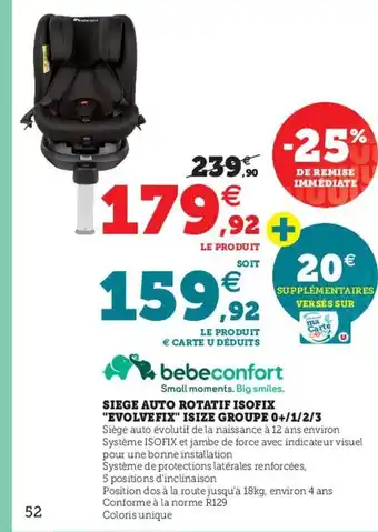 Siege Auto Rotatif Isofix Evolvefix Isize Groupe 0+/1/2/3
