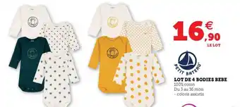 Hyper U Lot de 4 Bodies Bebe offre