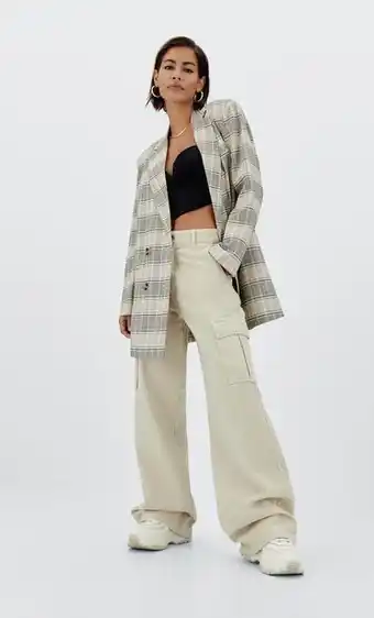 Blazer à carreaux croisé