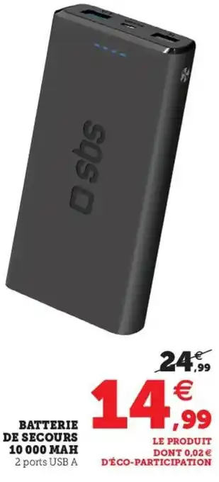 Hyper U Batterie De Secours 10 000 MAH offre