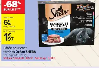Carrefour Sheba Pâtée Pour Chat Terrine Océan offre