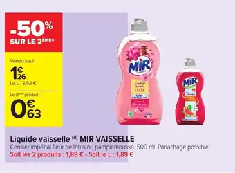 Carrefour Mir Vaisselle Liquide Vaisselle offre