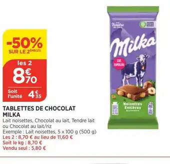 Bi1 Milka Tablettes de Chocolat offre