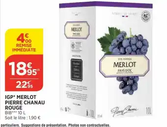 Bi1 IGP Merlot Pierre Chanau Rouge offre