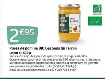 Jardiland Purée de pomme bio les sens du terroir offre