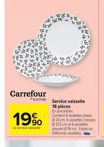 Carrefour Market Service Vaisselle 18 Pièces offre