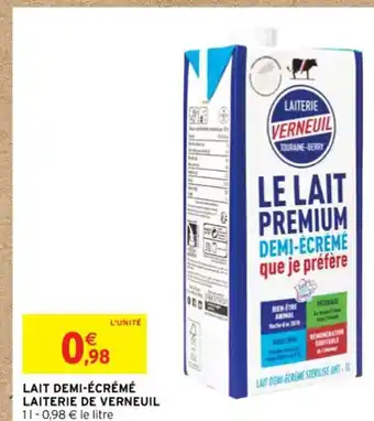 Intermarché Lait Demi-écrémé Laiterie de verneuil offre
