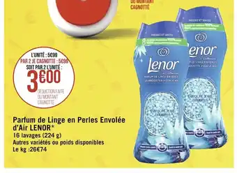 Géant Casino Lenor Parfum de Linge En Perles Envolée d'Air offre