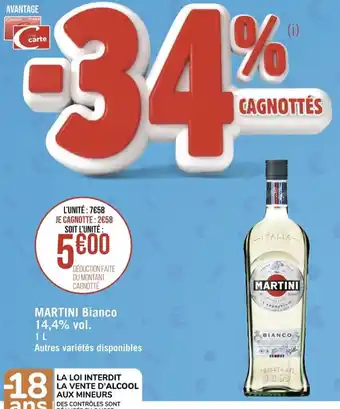 Géant Casino Martini Bianco offre