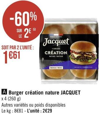 Géant Casino Jacquet burger création nature offre