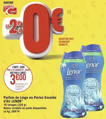 Géant Casino Lenor parfum de linge en perles envolée d’air* offre
