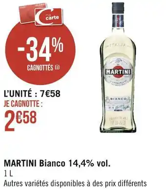 Géant Casino Martini martini bianco 14,4% vol. offre
