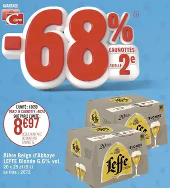 Géant Casino Leffe bière belge d’abbaye blonde 6.6% vol offre