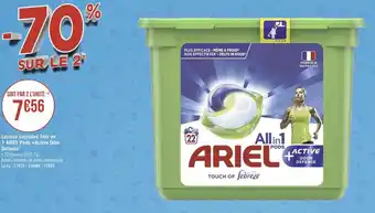 Géant Casino Ariel lessive capsules tout en 1 pods +active odor defense* offre