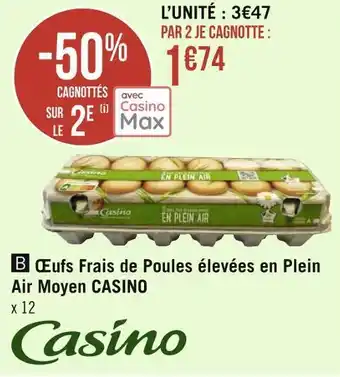 Géant Casino Casino œufs frais de poules élevées en plein air moyen offre