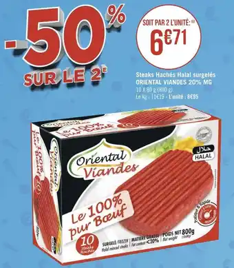 Géant Casino Oriental viandes steaks hachés halal surgelés 20% mg offre