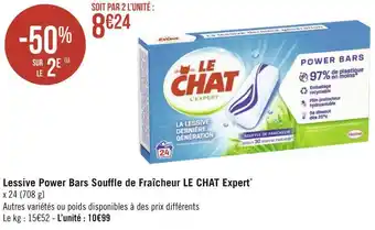 Géant Casino Le chat lessive power bars souffle de fraîcheur expert* offre