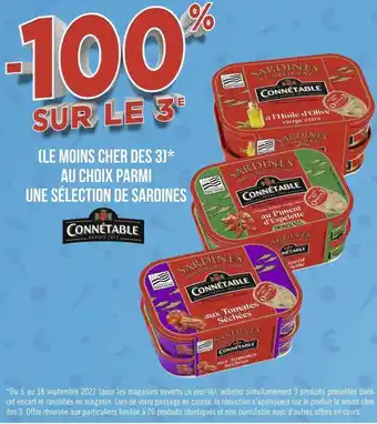 Géant Casino Connétable bon plan une sélection de sardines de la marque connétable offre