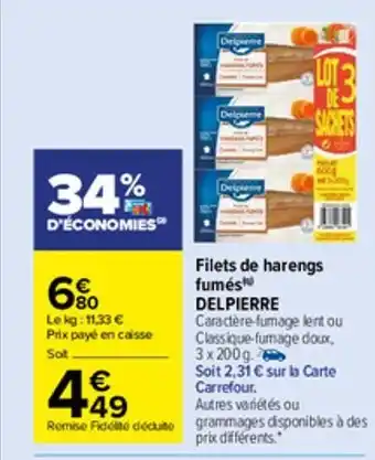 Carrefour Market Filets de harengs fumés delpierre offre