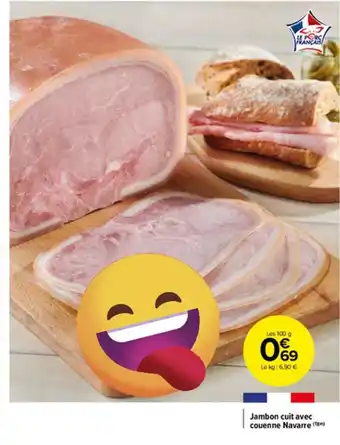 Carrefour Market Jambon cuit avec couenne navarre offre