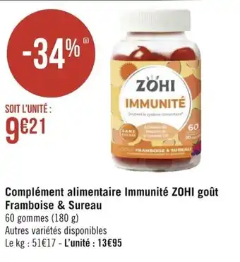 ZOHI complement alimentaire immunité zohi goût framboise & sureau