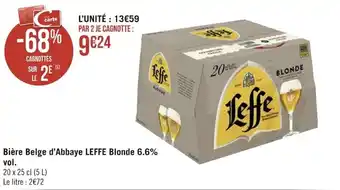 Géant Casino LEFFE bière belge d'abbaye leffe blonde 6,6% vol. offre