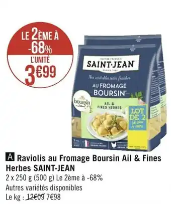 SAINT-JEAN raviolis au fromage boursin ail & fines herbes