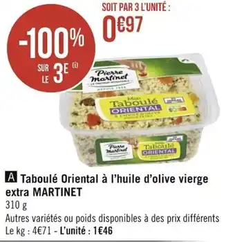 MARTINET taboulé oriental à l'huile d'olive vierge extra
