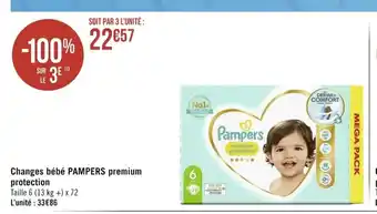 Géant Casino Changes Bébé Pampers Premium Protection offre