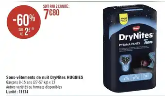 Géant Casino Sous-Vetements De Nuit Drynites HUGGIES offre