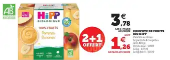 Super U Compote De Fruits Bio Hipp offre