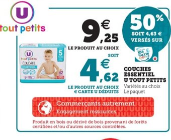 Super U Couches Essentiel U Tout Petits offre