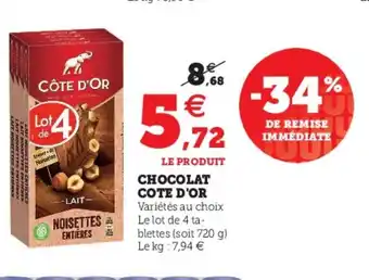 Super U Chocolat Cote D'OR offre