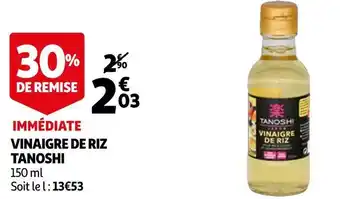 Auchan Tanoshi vinaigre de riz offre