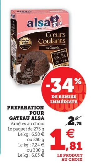Super U Preparation Pour Gateau Alsa offre
