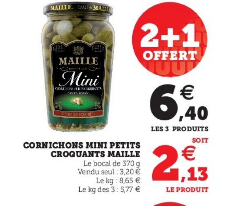 Promo Cornichons Mini Petits Croquants Maille chez Super U