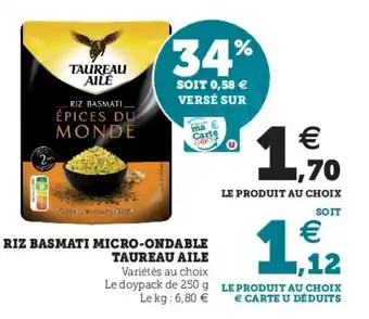 Super U Riz Basmati Micro-Ondable Taureau Aile offre