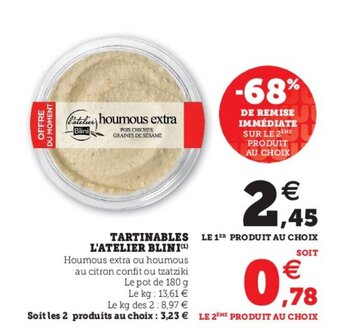 Super U Tartinables L'Atelier Blini offre