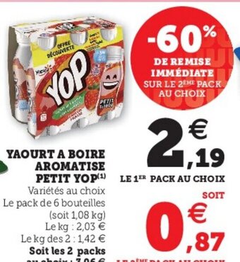 Super U Yaourt A Boire Aromatise Petit Yop offre