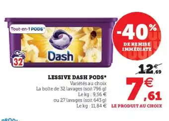 Super U Lessive Dash Pods offre