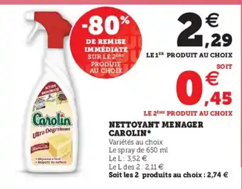 Super U Nettoyant Menager Carolin offre