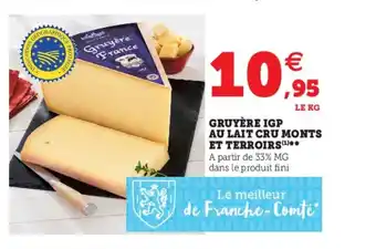 Super U Gruyere igp Au Lait Cru Monts Et Terroirs offre