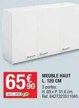 Brico Dépôt Meuble haut l. 120 cm offre