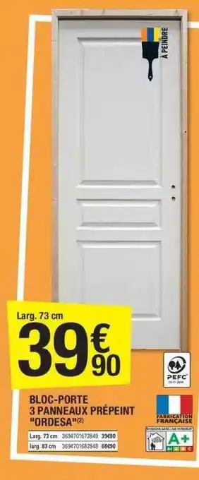 Brico Dépôt Bloc-porte 3 panneaux prépeint offre