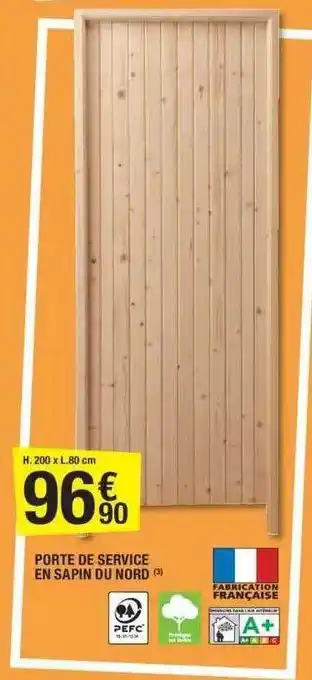 Brico Dépôt Porte de service en sapin du nord offre