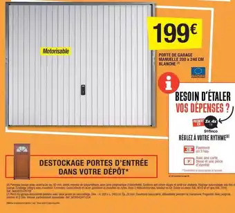 Brico Dépôt Porte de garage manuelle 200 x 240 cm blanche offre