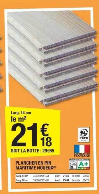 Brico Dépôt Plancher en pin maritime noueux offre